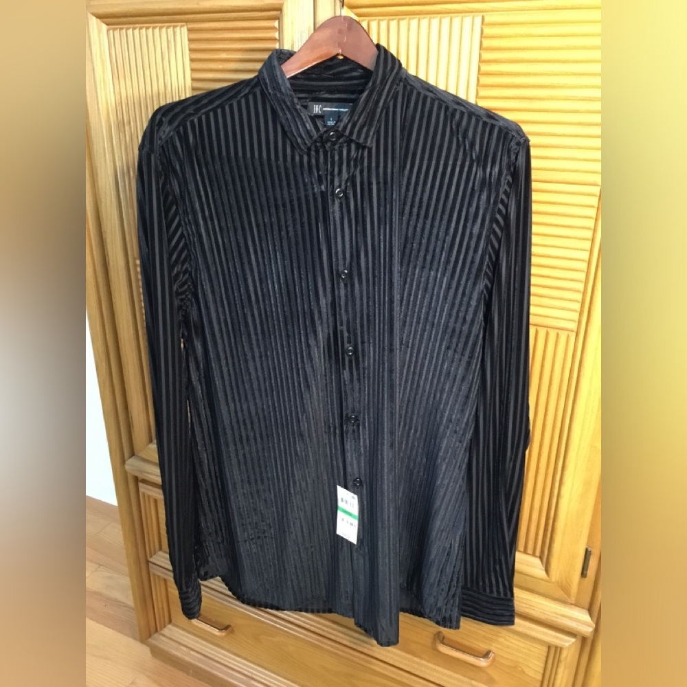 Mens Velvet Striped Shirt - INC Concepts - Size: Large - New with Tags